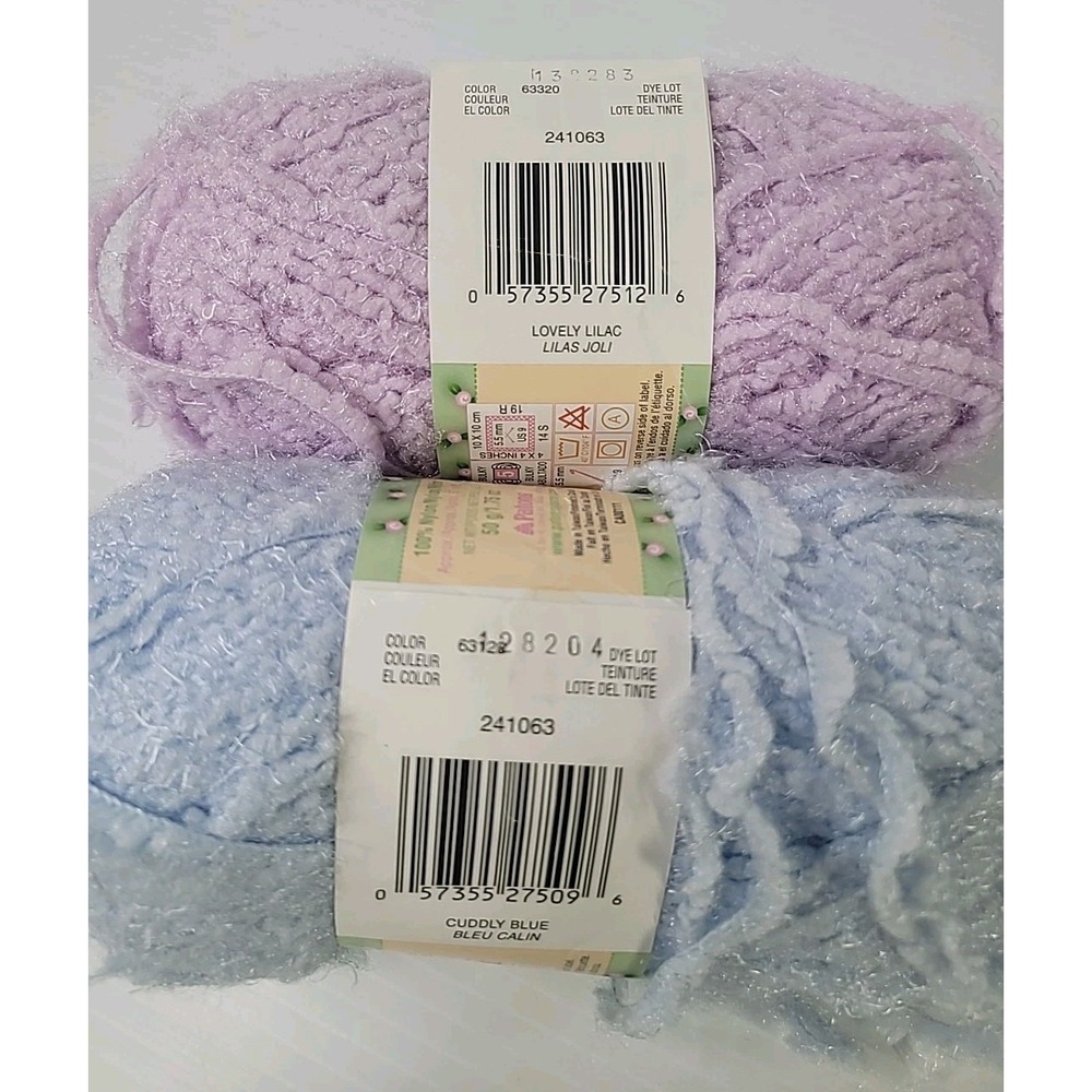 2 Patons Be Mine Yarn Skeins Lovely Lilac 1.68 oz & Cuddly Blue 1.87 oz NEW - Picture 4 of 5